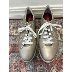 Munro Metallic‎ Quilted Sneakers Zip Lace Up Comfort Women Size 8.5 M